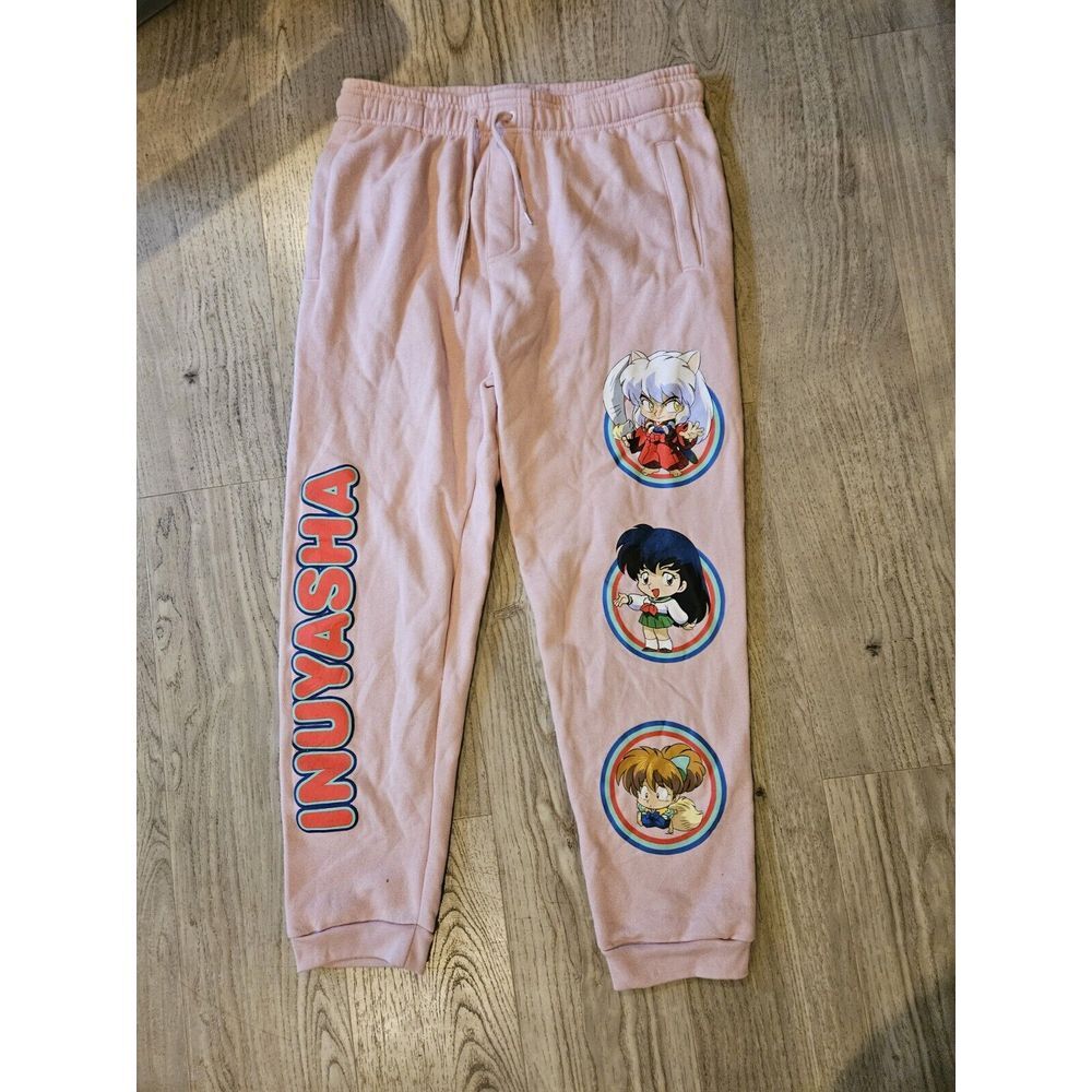 Hot Topic Inuyasha Sweat Pants Size Large Pink Anime Fleece‎ Pants 2009